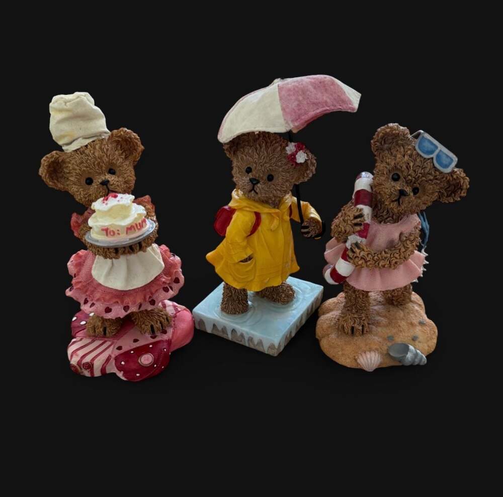 Set of 3 Home Interiors Kuddles Korner Bear Figurines 2002